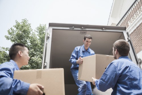Removal team sorting recyclable packing materials in Richmond