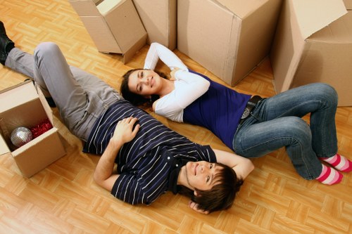 Business and household items prepared for moving van transport in Richmond